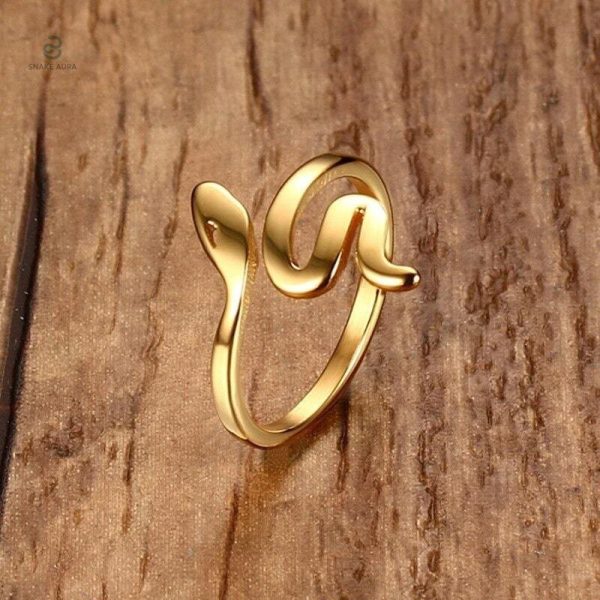 Bague serpent dorée en acier inoxydable moderne
