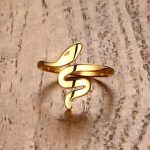 Bague serpent or acier inoxydable, design unique