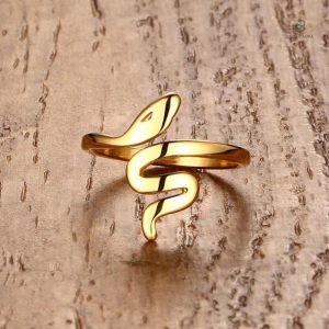 Bague serpent or acier inoxydable, design unique