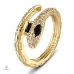 Bague serpent en or avec diamant noir élégant