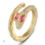 Bague serpent en or avec diamant rose