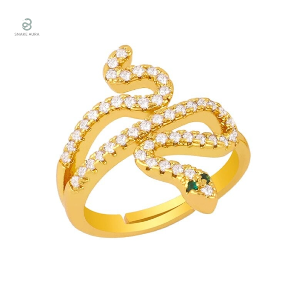 Bague serpent en or jaune avec diamant