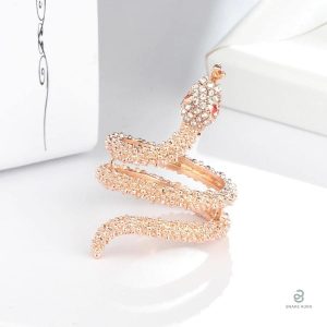 Alliance serpent, or rose brillant et raffiné