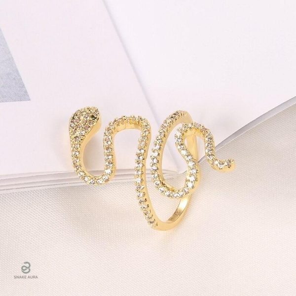 Bague serpent chic, ornée de pierres en zirconium