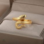 Bague serpent ajustable plaqué or pour femme