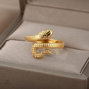 Bague serpent ajustable plaqué or pour femme
