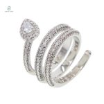 Bague Serpent Reine en argent avec cristal brillant