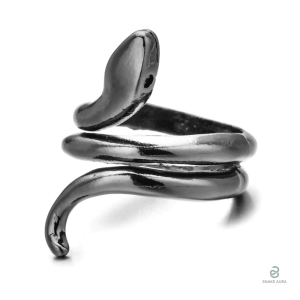 Bague serpent noir en métal