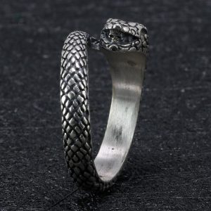 Bague argent en forme de serpent, élégant et vintage