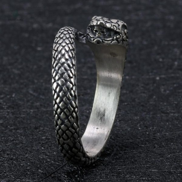 Bague argent en forme de serpent, élégant et vintage