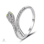 Bague Serpent Strass Argenté élégante en métal argenté