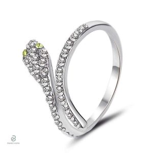 Bague Serpent Strass Argenté élégante en métal argenté