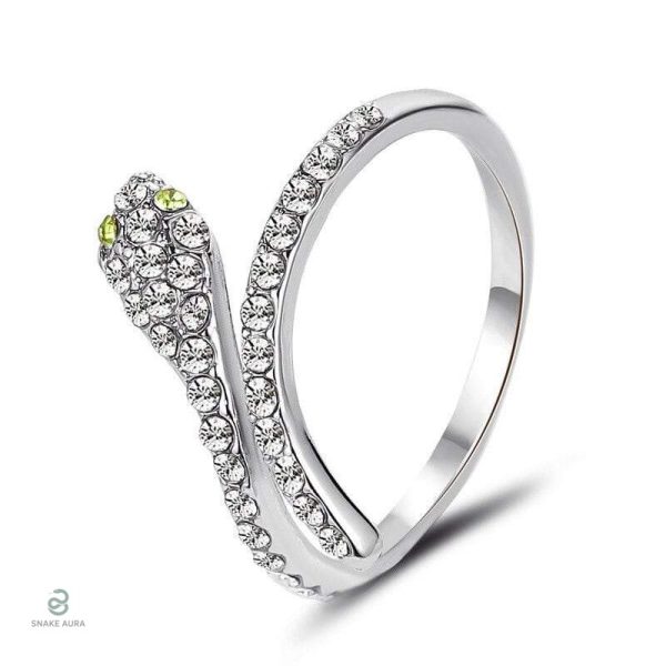 Bague Serpent Strass Argenté élégante en métal argenté