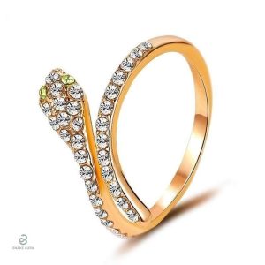 Bague serpent strass doré élégante et raffinée