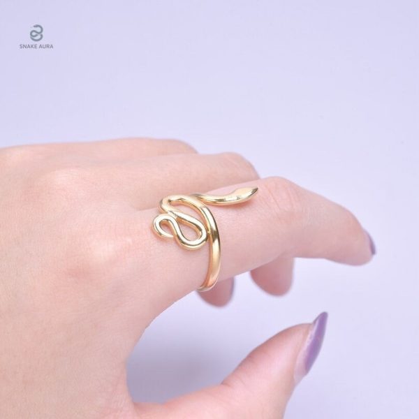 Bague moderne serpent, acier inoxydable élégant