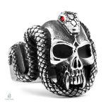 Bague serpent avec tête de mort en design unique