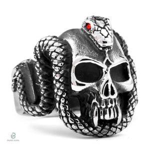 Bague serpent avec tête de mort en design unique