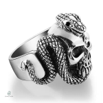 Bague serpent tête de mort en argent