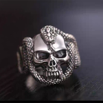 Accessoire serpent tête de mort en argent