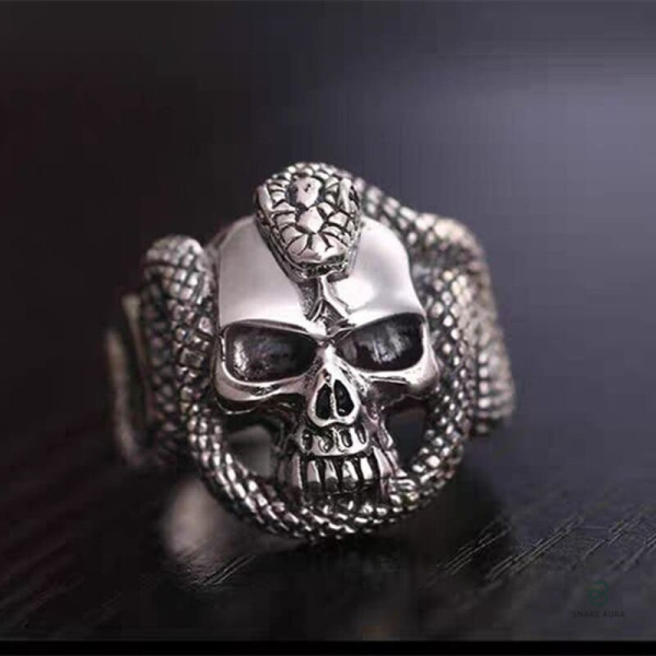 Accessoire serpent tête de mort en argent