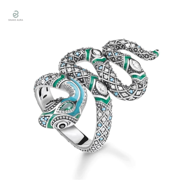 Bague serpent en argent tropical, design élégant et stylé