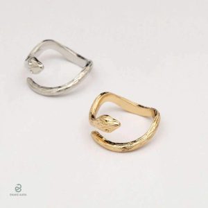 Bague serpent vintage en métal argenté, accessoire tendance