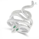 Bague serpent avec design unique et yeux en émeraude