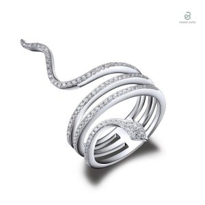 Bague serpent en argent avec zirconium pour femmes