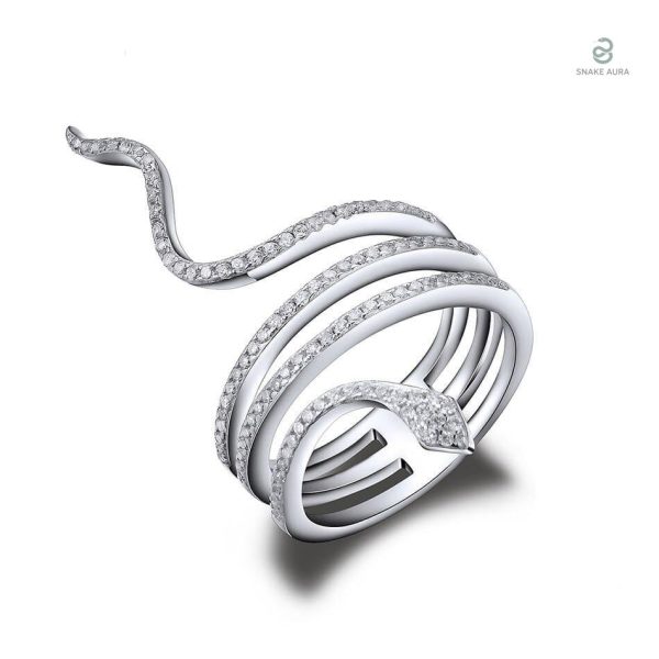 Bague serpent en argent avec zirconium pour femmes