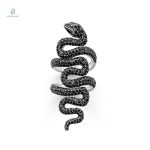 Bague serpent en argent avec zirconium noir