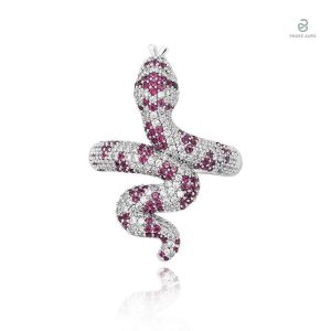 Bague serpent en cuivre avec zirconium violet