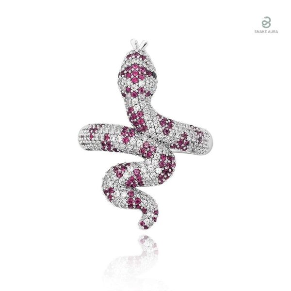 Bague serpent en cuivre avec zirconium violet