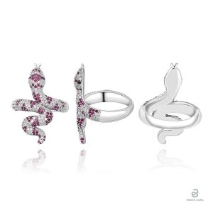 Bijou serpent en cuivre orné de zirconium violet