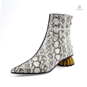 Bottines à Talon Python élégantes en motif serpent