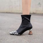Bottines à Motif Serpent avec Talon