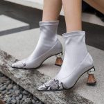 Bottines à Talon en Simili Serpent