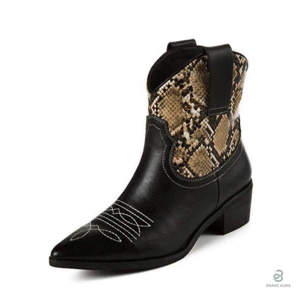 Bottines serpent style cowboy pour femme