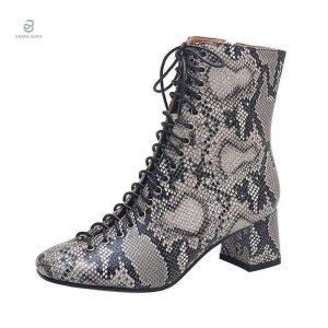 Bottines effet serpent en cuir, style chic et tendance