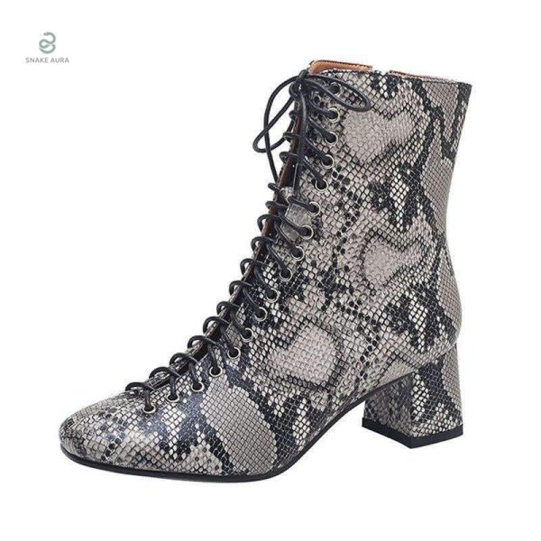 Bottines effet serpent en cuir, style chic et tendance