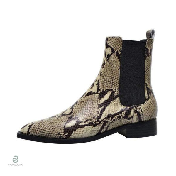 Bottines serpent élégantes en cuir noir