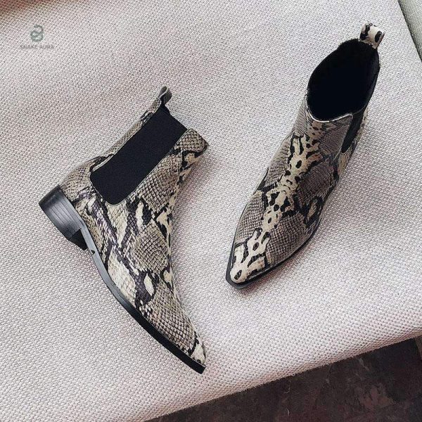 Chaussures Chelsea en cuir serpent, confort moderne