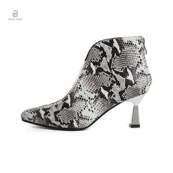 Bottines femme style serpent en cuir élégant