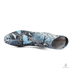 Bottines bleu effet reptile, élégance et confort