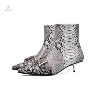 Bottines serpent élégantes en cuir noir