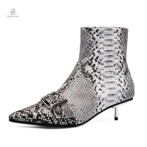 Bottines en cuir femme avec motif serpent