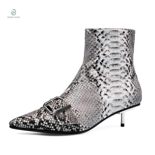 Bottines en cuir femme avec motif serpent