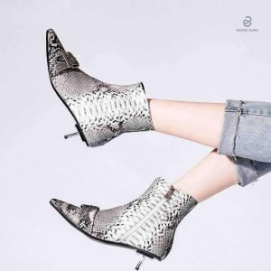Chaussures d'hiver serpent pour femme en cuir