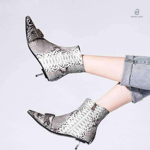 Chaussures d'hiver serpent pour femme en cuir