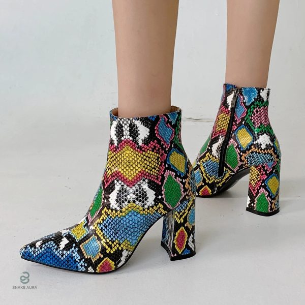 Bottines à imprimé serpent, design tendance et coloré