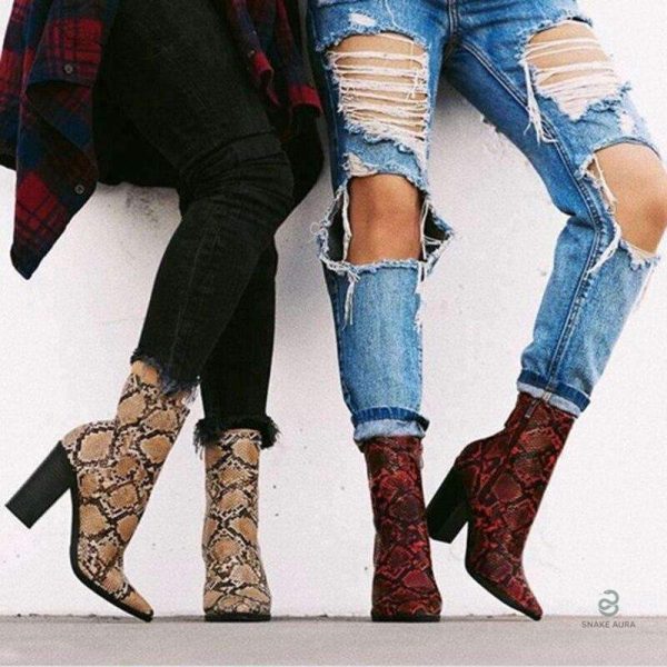 Bottines red snake print, parfaites pour un style affirmé